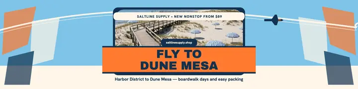 Saltline fly to dune mesa banner: travel shop etsy banner template