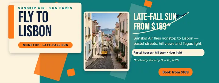 Sunskip Air fly to Lisbon cover template