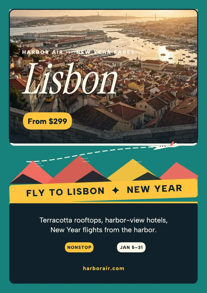 Harbor Air New Year Lisbon flyer template