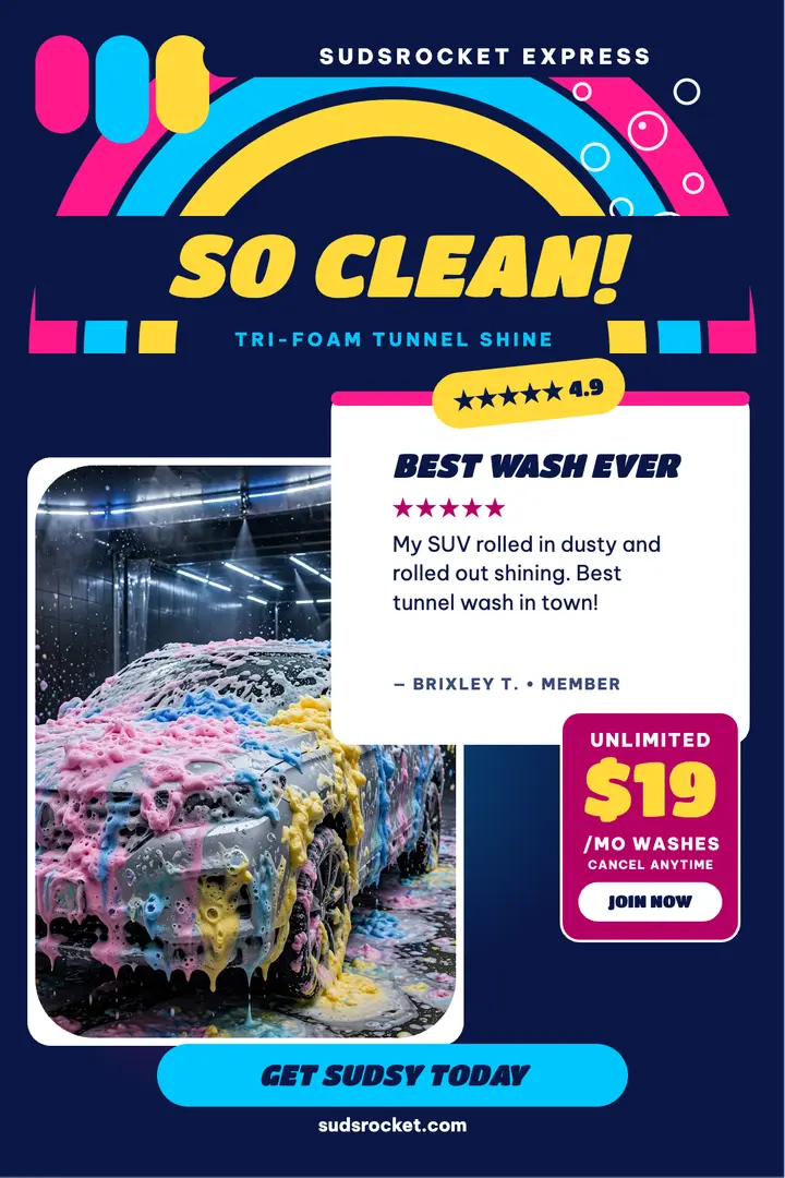 Sudsrocket foam wash review poster template