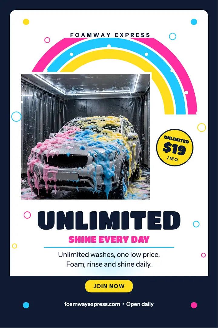 Foamway Express unlimited wash poster template