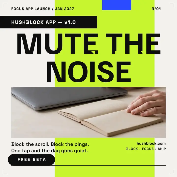 Hushblock focus app launch post template