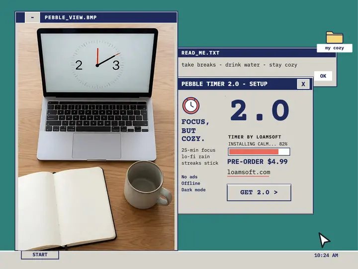 Pebble Timer 2.0 retro launch slide: app launch slide template