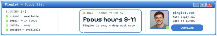 Pinglet focus timer messenger cover template