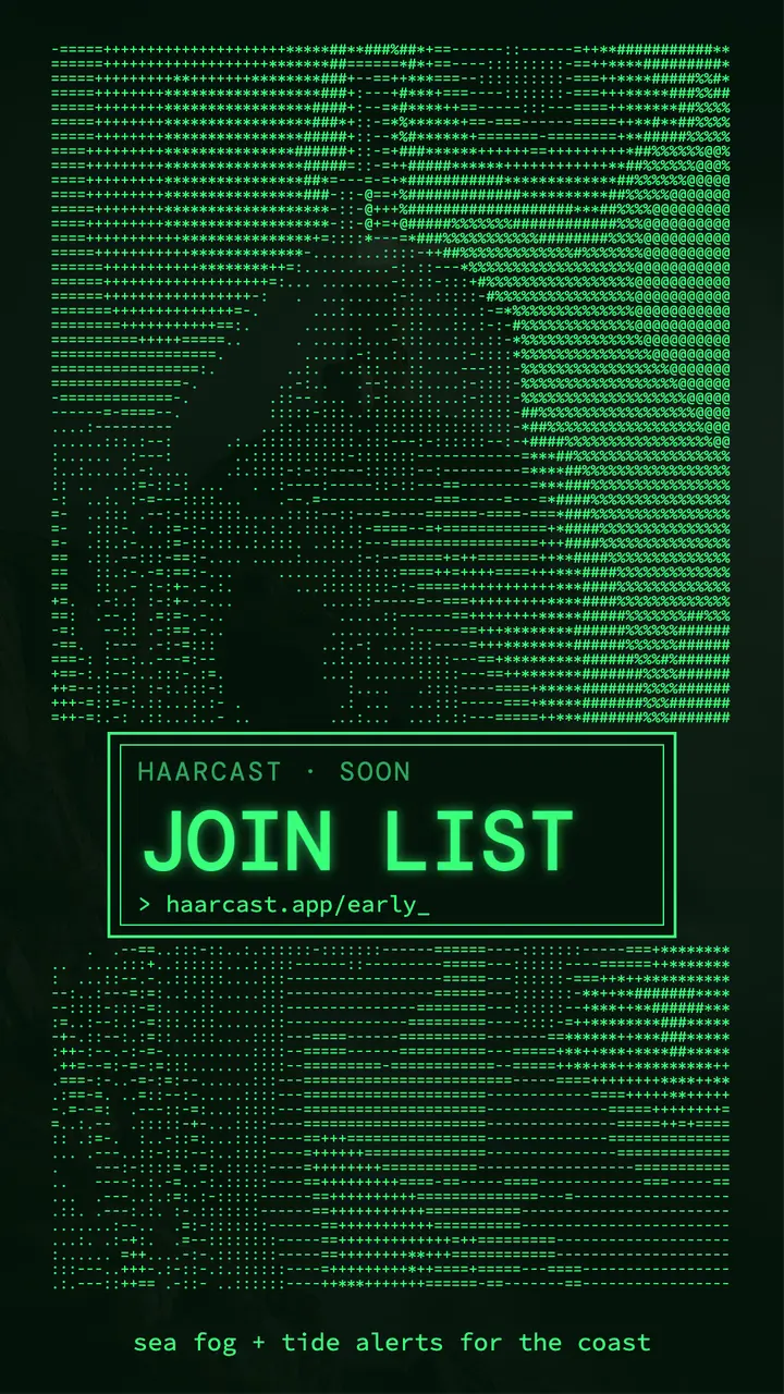 Haarcast sea-fog and tide alert app waitlist story template
