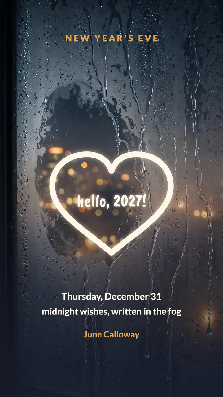 Fogged window New Year story by June Calloway: new year's eve story template