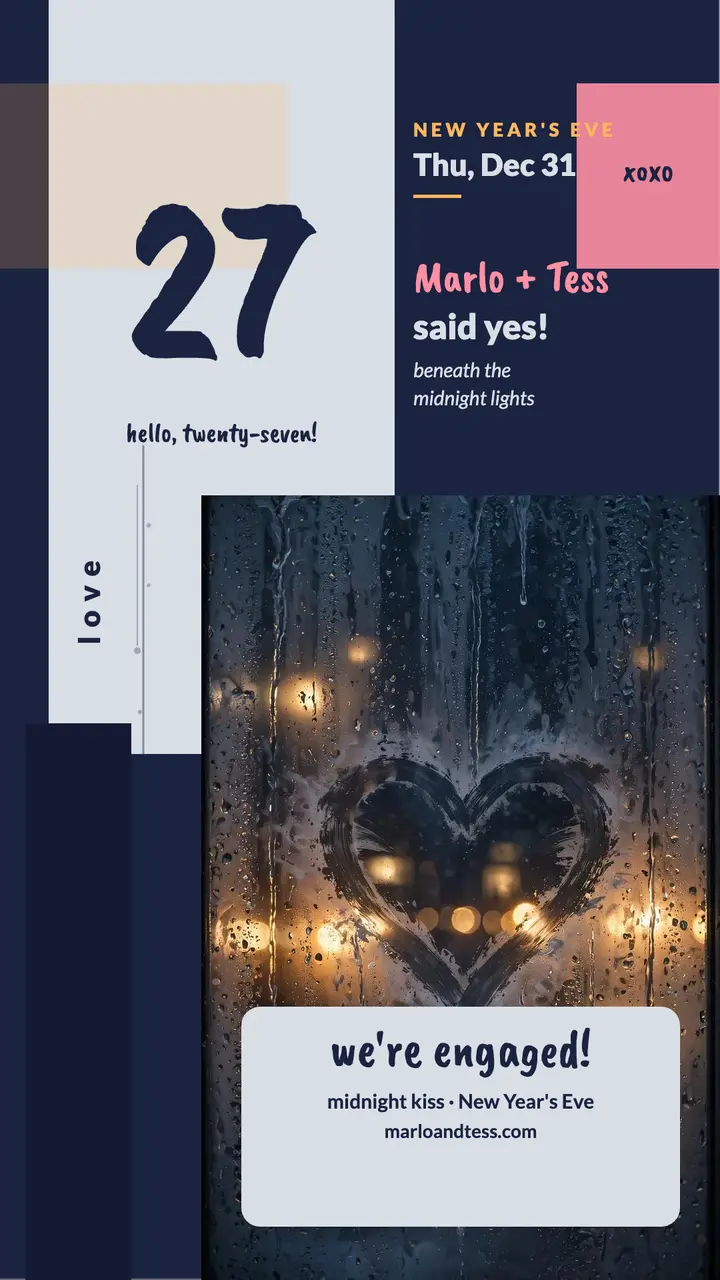 Marlo and Tess misted window engagement story template