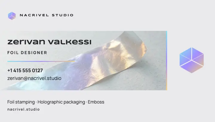 Foil designer business card, holographic iridescence template