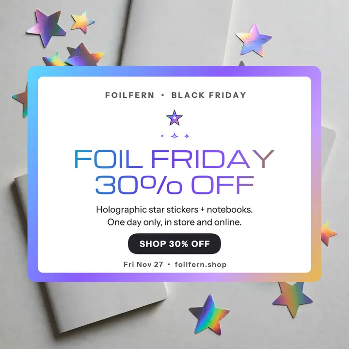 Foilfern Foil Friday sticker sale post template