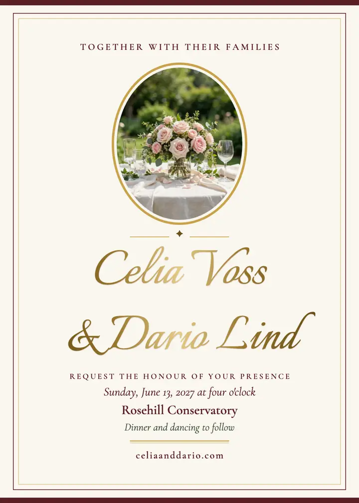 Celia and Dario blush garden invitation template