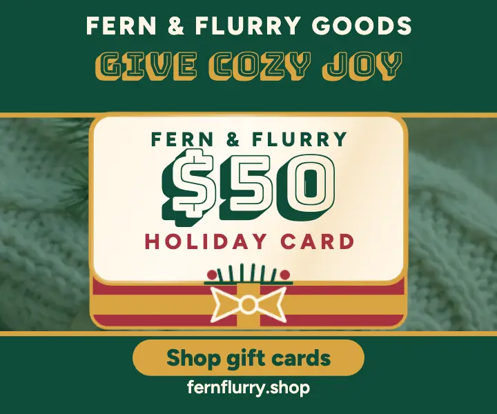 Fern and Flurry holiday gift card ad template
