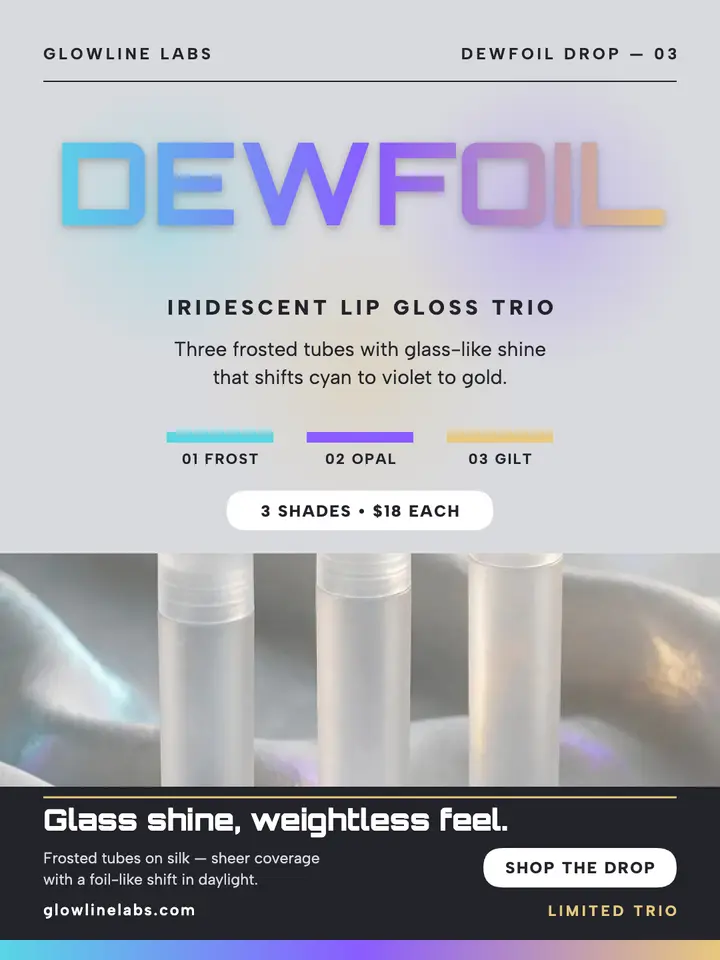 Glowline Dewfoil gloss launch post: lip gloss launch post template
