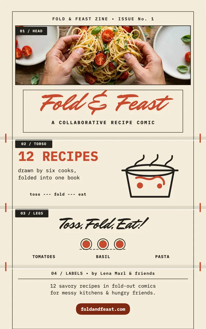 Fold and Feast recipe comic cover template