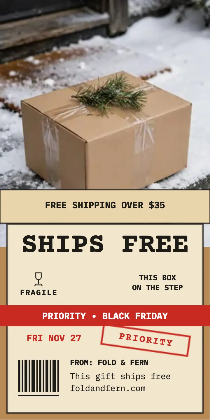 Fold and Fern Black Friday shipping ad template