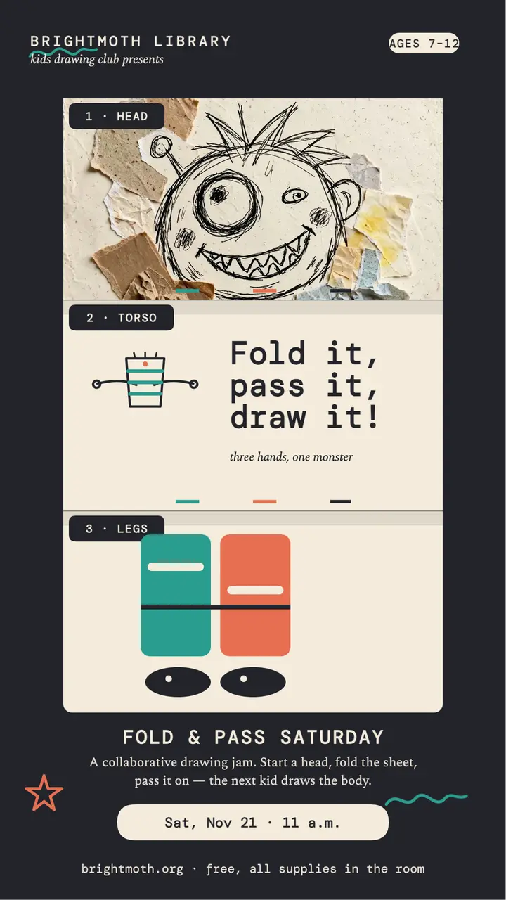 Fold and Pass drawing workshop story template