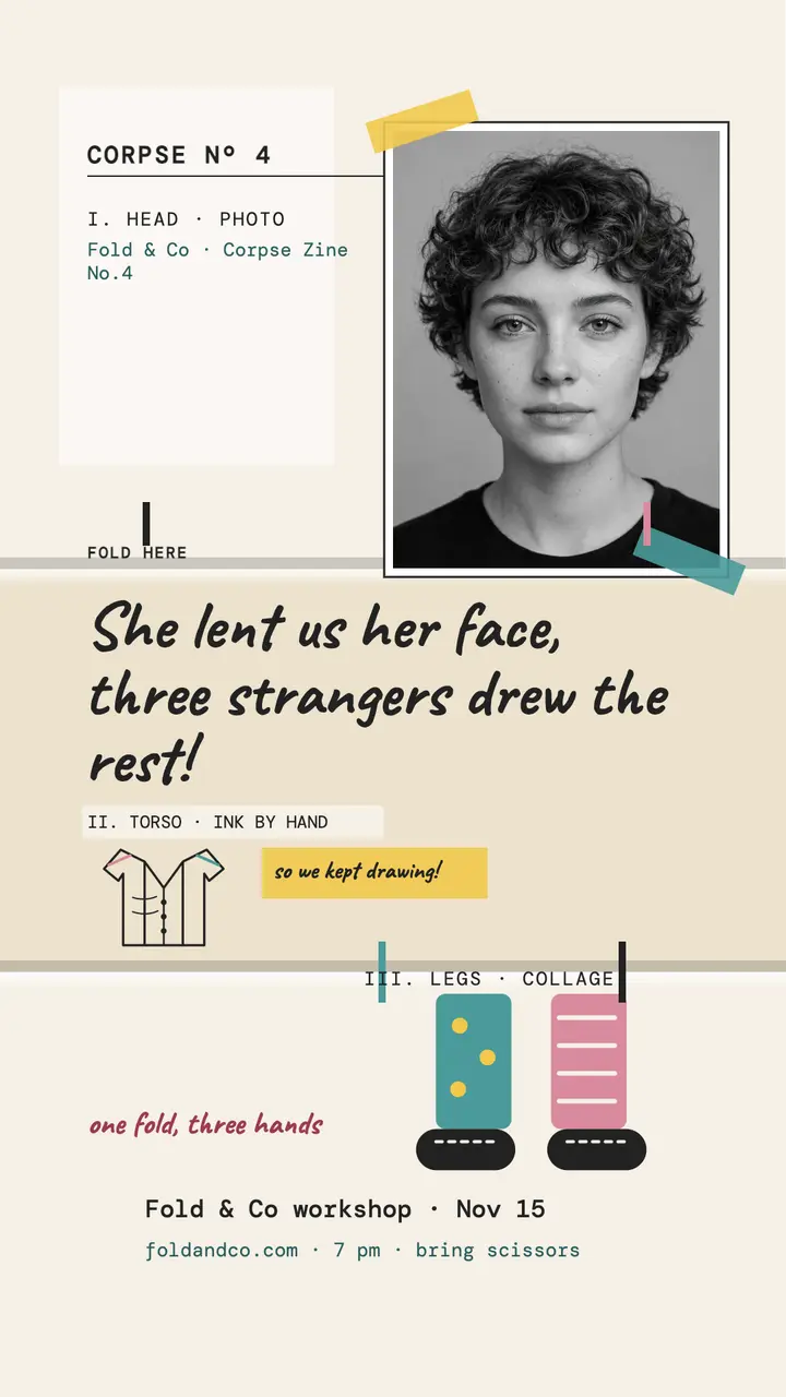 Fold and Co exquisite corpse zine story template