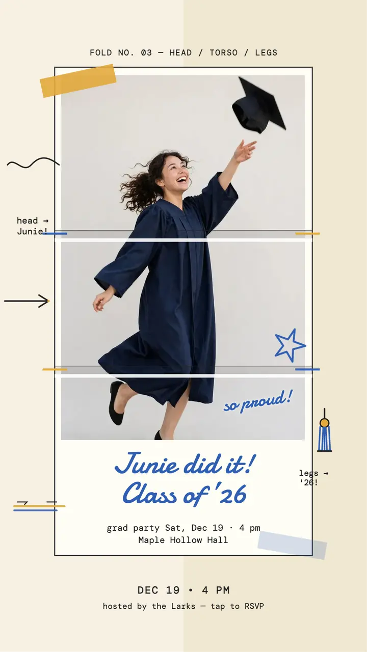 Junie Lark folded grad keepsake story template