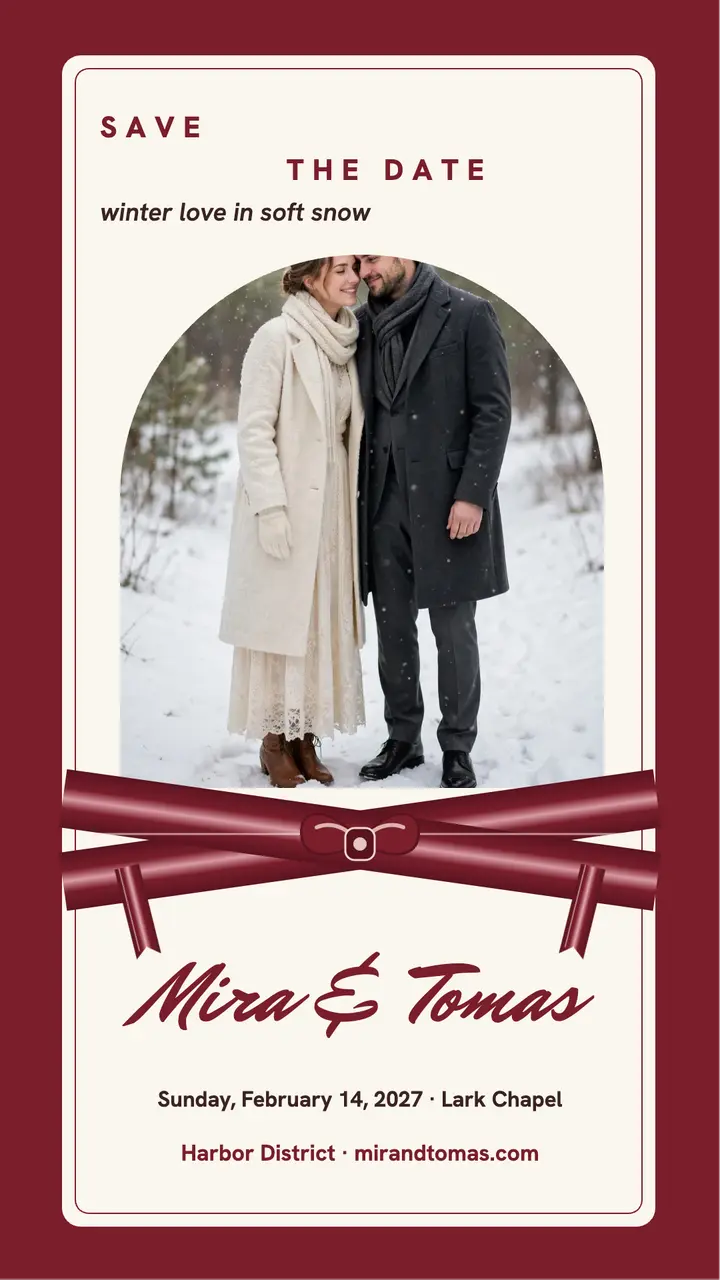 Mira and Tomas winter save the date template