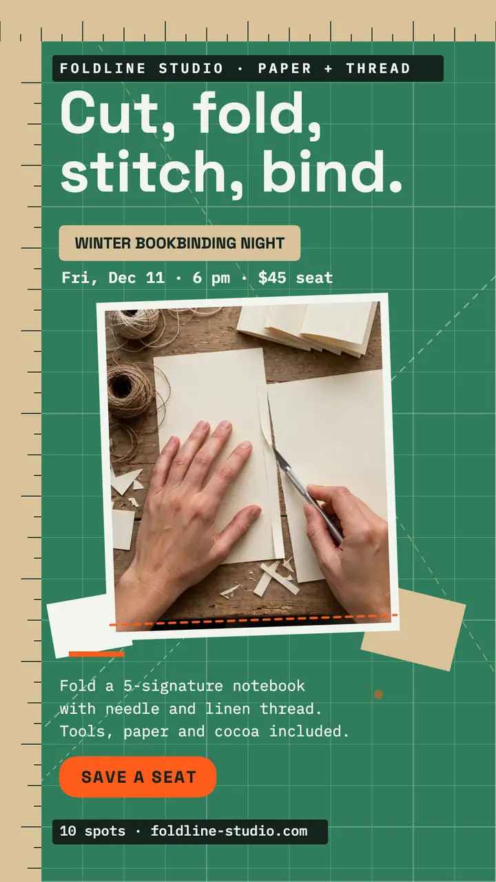 Foldline bookbinding night mat story template