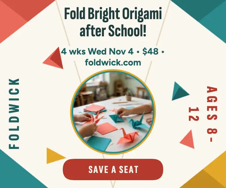 Foldwick origami workshop medium ad template