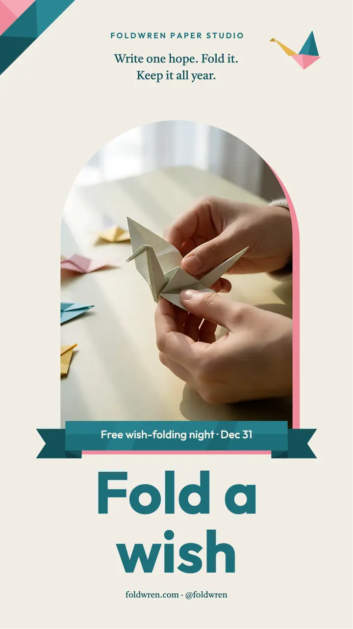 Foldwren New Year wish-folding night story template