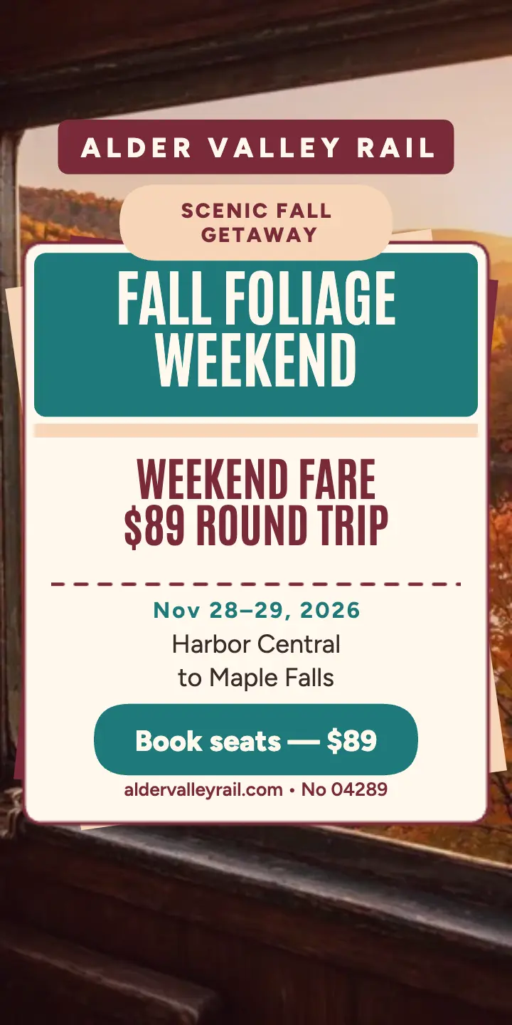 Alder Valley Rail foliage weekend ad template