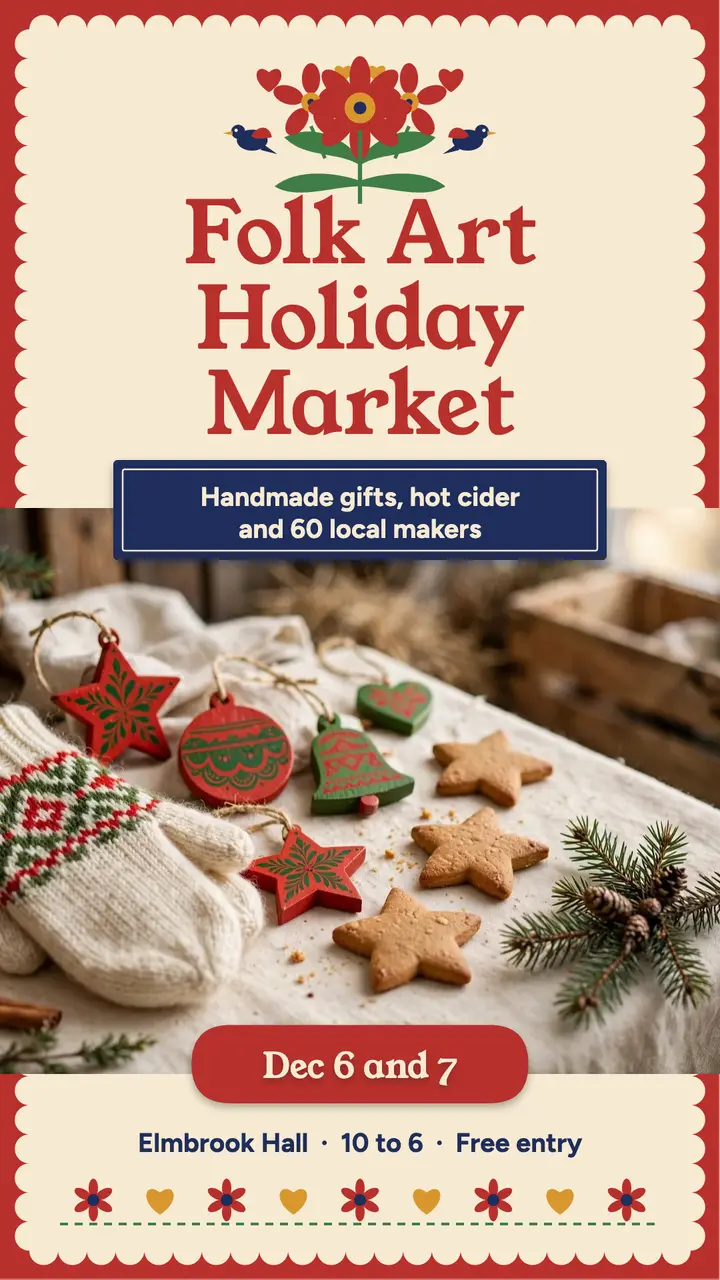 Folk art holiday market story template