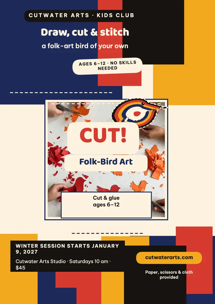 Cutwater folk bird workshop flyer: folk bird workshop flyer template