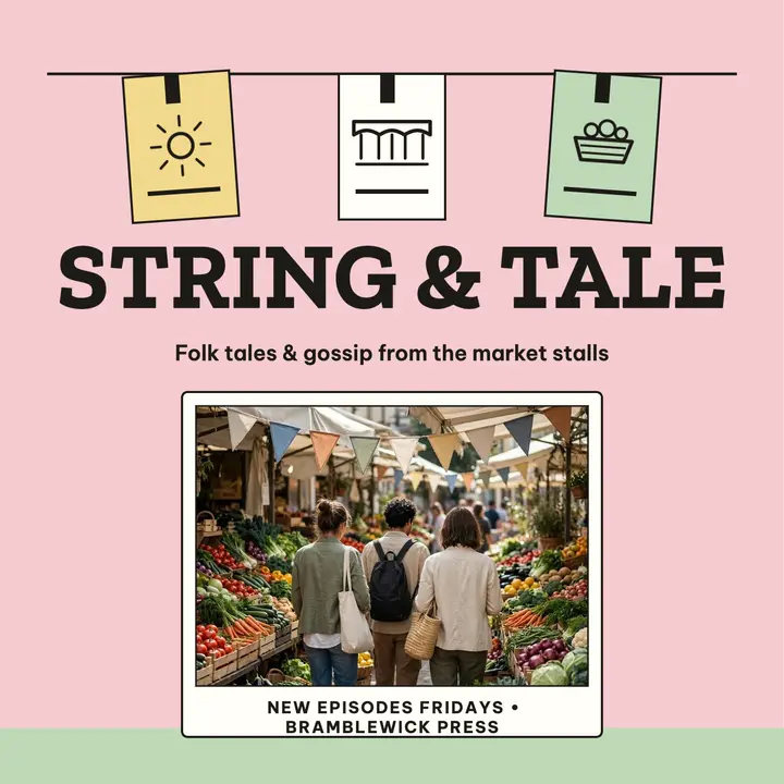 String and Tale market folk tales cover template