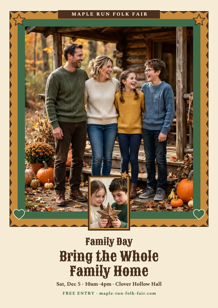 Maple Run Folk Fair family photo flyer template