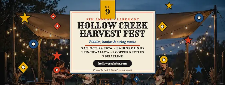 Hollow Creek Harvest Fest broadsheet cover template