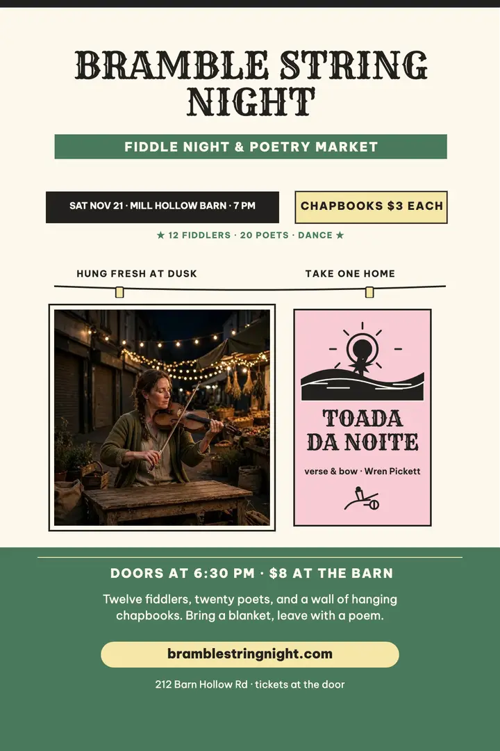 Bramble String Night fiddle poster: fiddle night poster template