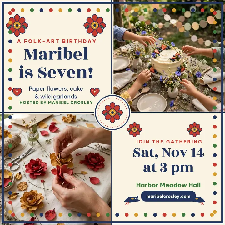 Maribel folk birthday party invite template