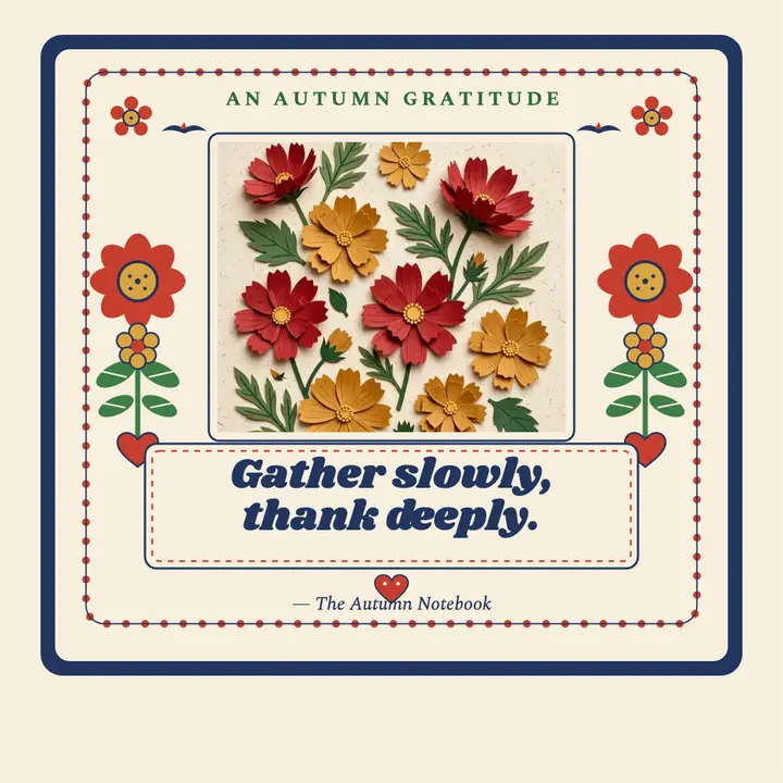 Gather slowly folk gratitude quote post template