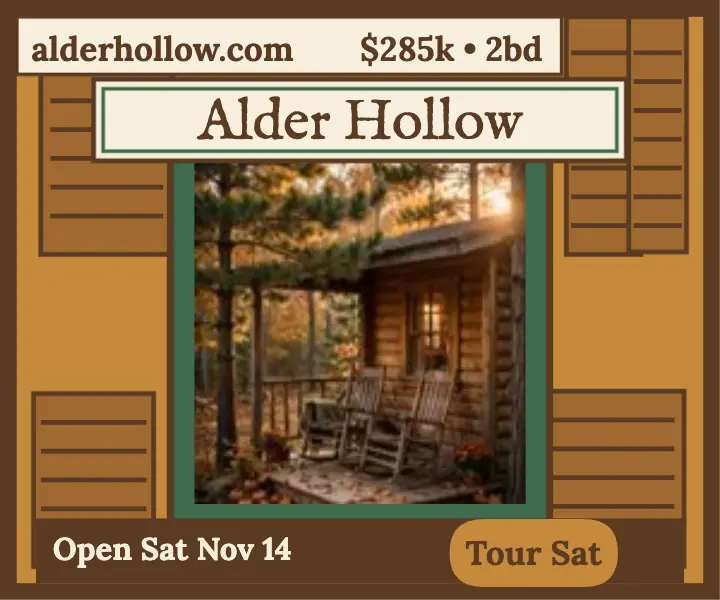 Alder Hollow folk cabin listing ad template