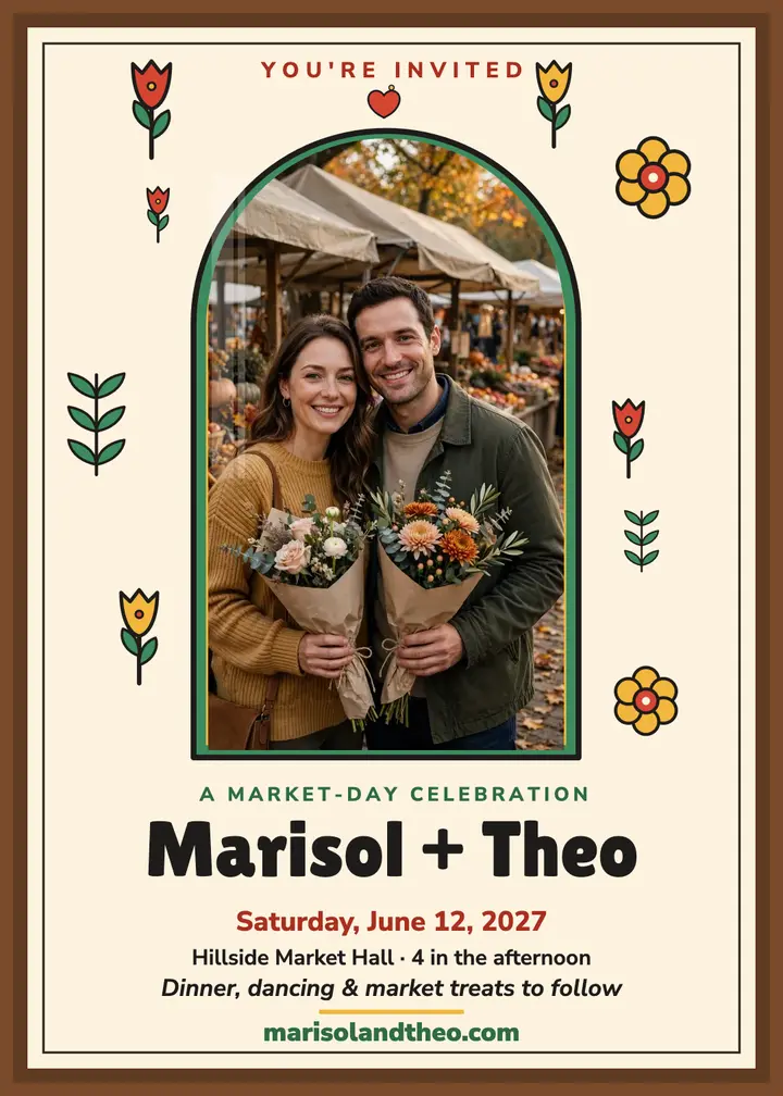 Marisol and Theo folk market invitation template