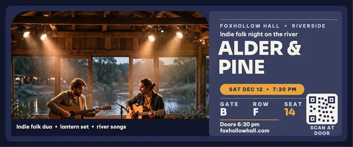 Alder and Pine folk night wallet ticket template