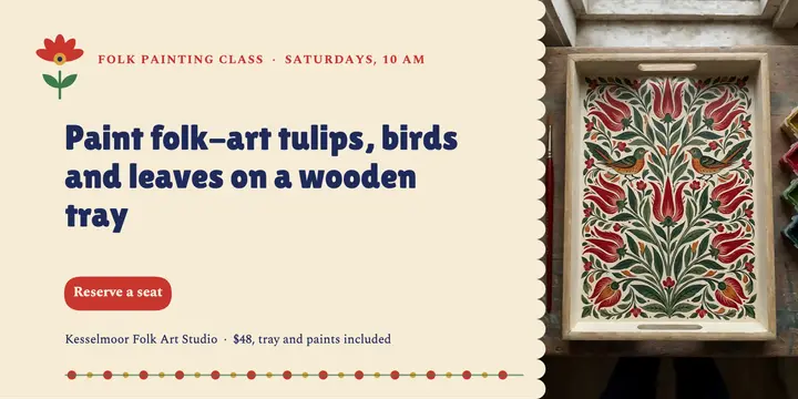 Kesselmoor folk art tray painting class post template