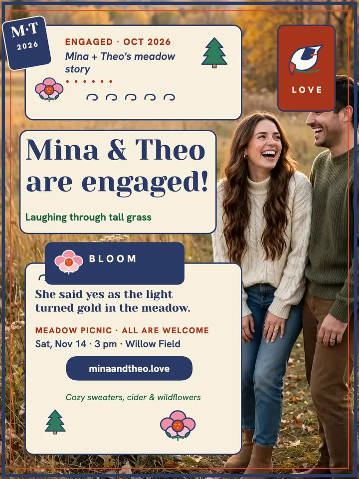Mina and Theo fall engagement portrait template