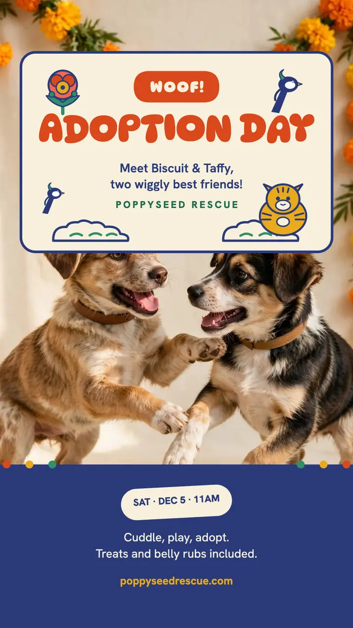 Poppyseed puppy adoption day story: puppy adoption story template