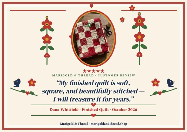 Marigold quilt review certificate template