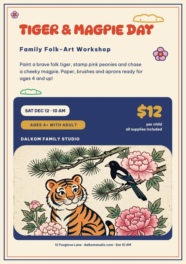 Dalkom tiger and magpie family flyer template