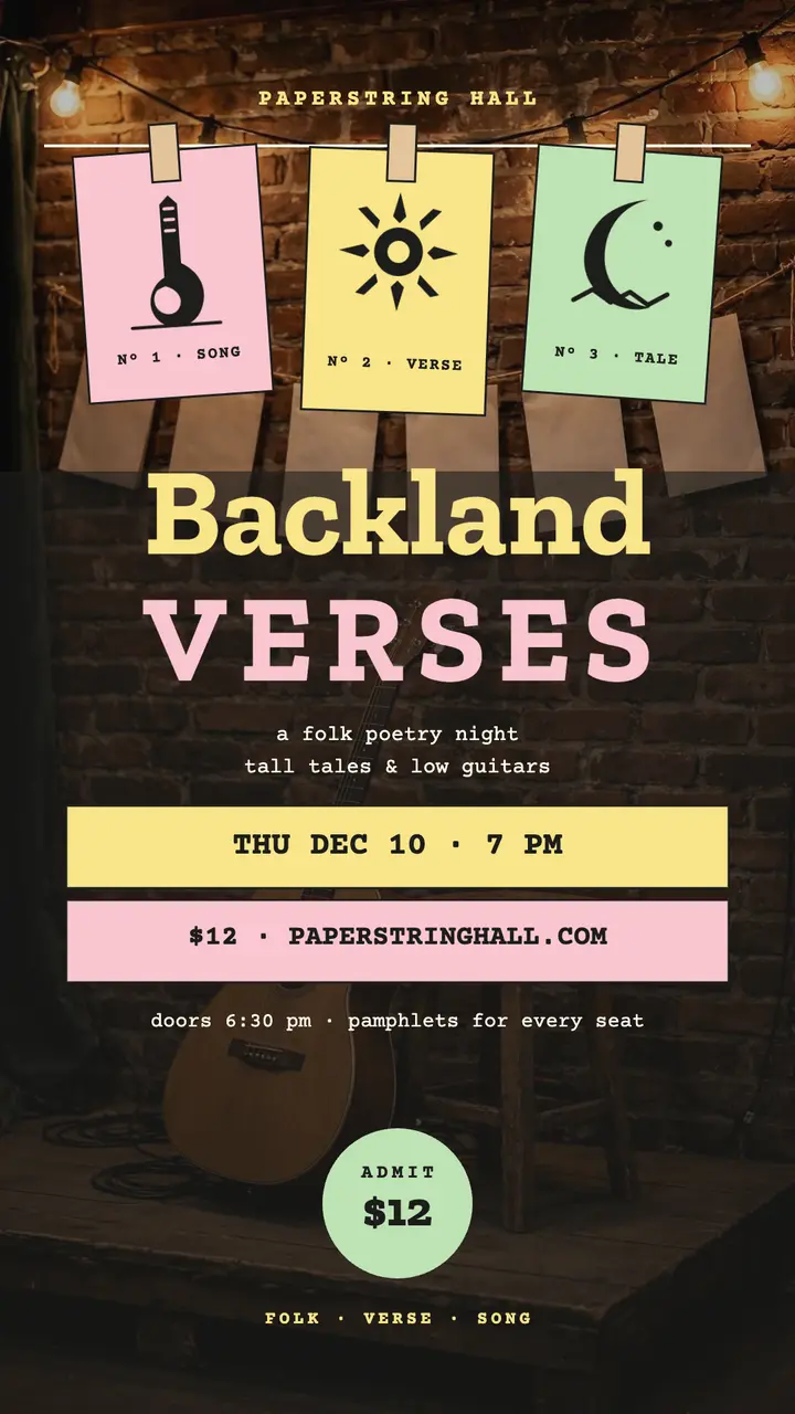 Backland Verses folk night chapbook story template