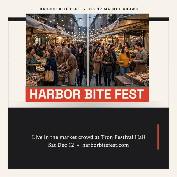 Harbor Bite Fest market podcast cover: food festival podcast cover template