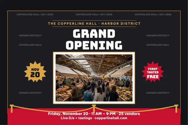 Copperline Hall grand opening press card template