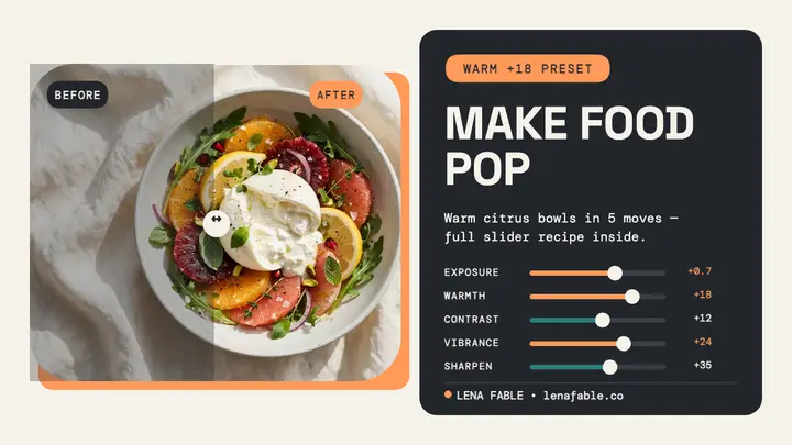Lena Fable food edit recipe thumbnail template