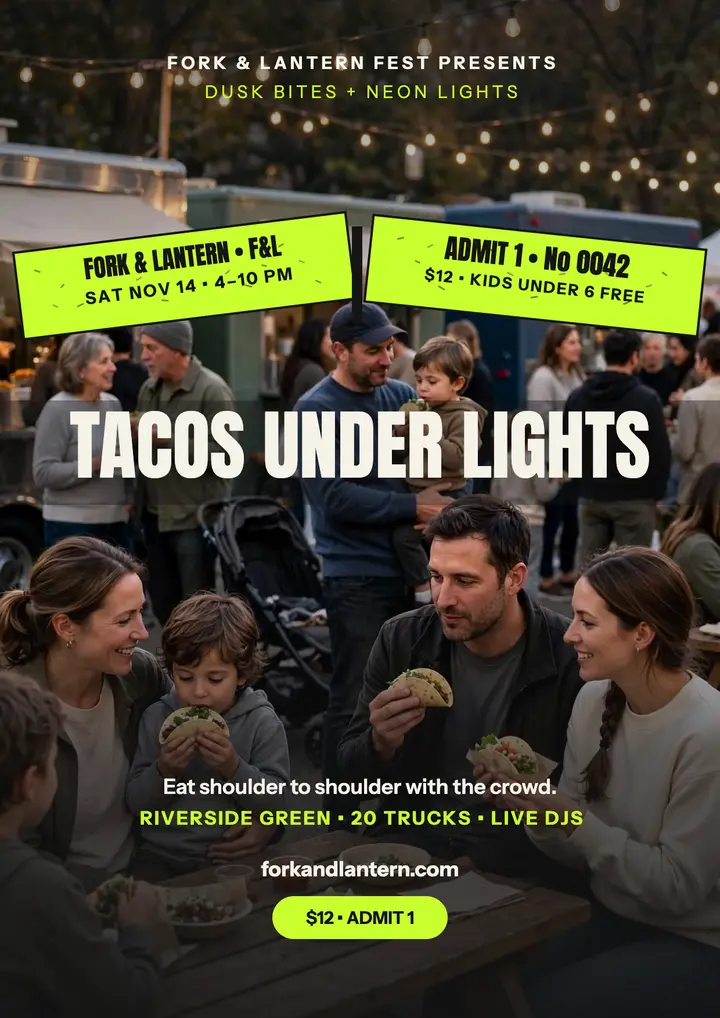 Fork and Lantern food truck fest flyer template