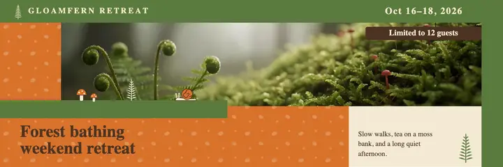 Gloamfern forest bathing weekend header template