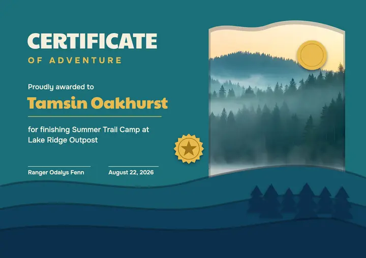 Trail camp certificate template