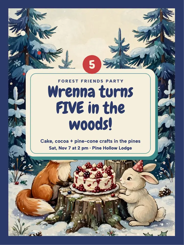 Wrenna forest friends fifth birthday template